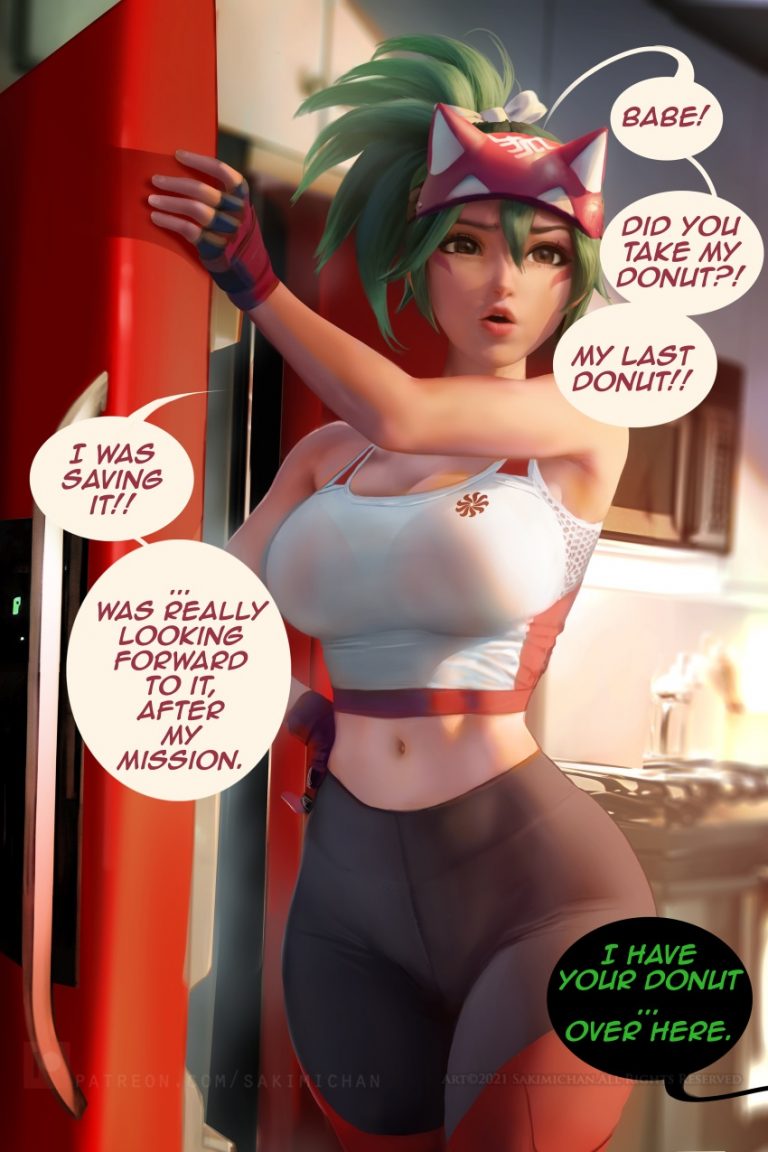 busty Kiriko wants her donut Overwatch Sakimi_Chan