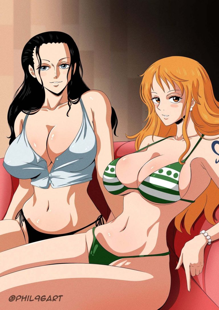 busty Nami and Robin wearing bikini One_Piece Phil96art